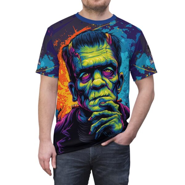 Frankenstein Pop 60's Art Style Tee Unisex (AOP) - Image 9