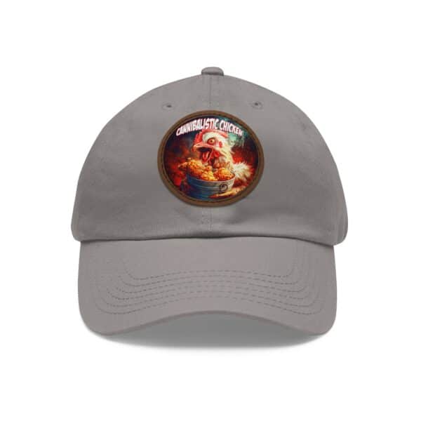 Cannibalistic Chicken Band Artistic Round Leather Patch Dad Hat - Stylish Casual Cap - Image 6