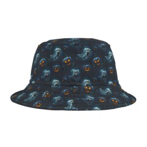 Ghosts & Pumpkins Pattern 2 Bucket Hat - Halloween Fashion Accessory