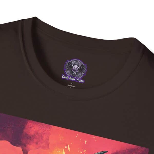 Zombie Triceratops In Volcanic Wasteland Unisex T-Shirt - Image 19