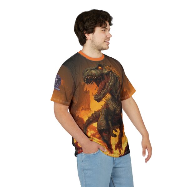 Zombie T-Rex Tyrannosaurus In Volcanic Wasteland Tee Unisex (AOP) - Image 36