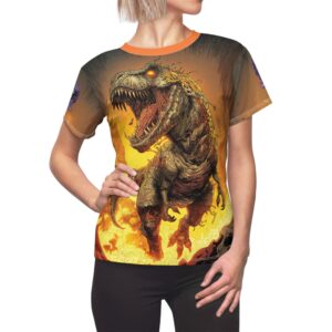 Zombie T-Rex Tyrannosaurus In Volcanic Wasteland Tee Women's (AOP)