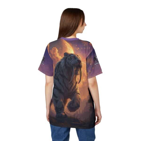 Prehistoric Smilodon aka Sabre-Tooth Tiger III Unisex Tee (AOP) - Image 14