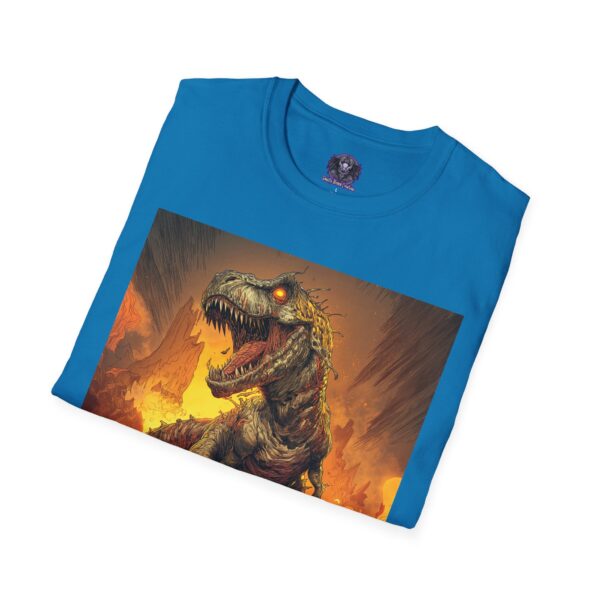 Zombie T-Rex Tyrannosaurus In Volcanic Wasteland Unisex T-Shirt - Image 32