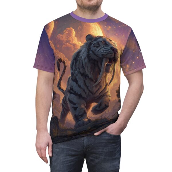 Prehistoric Smilodon aka Sabre-Tooth Tiger III Unisex Tee (AOP) - Image 9