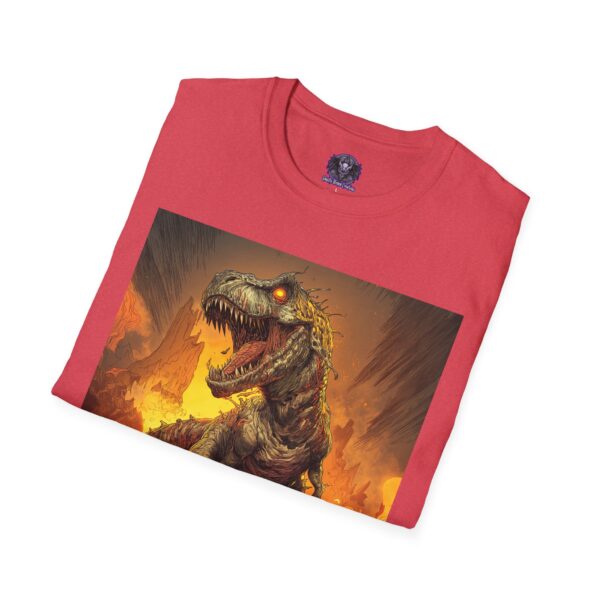 Zombie T-Rex Tyrannosaurus In Volcanic Wasteland Unisex T-Shirt - Image 52