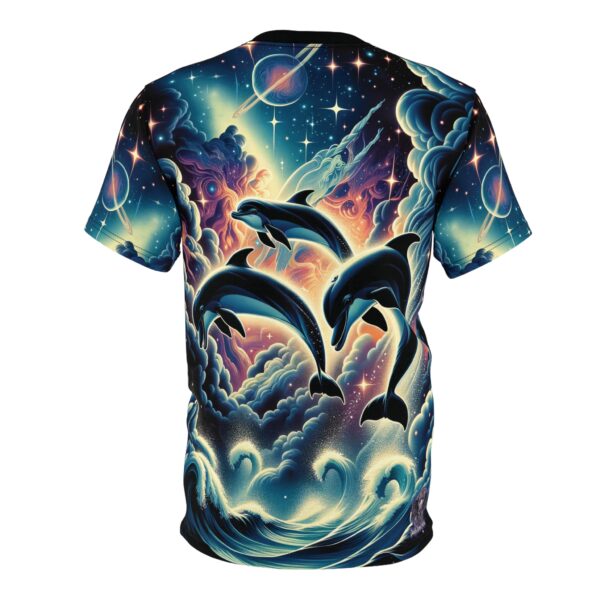 Cosmic Dolphins WD-D008 By Wyldesigns Unisex Cut & Sew Tee (AOP) - Image 2