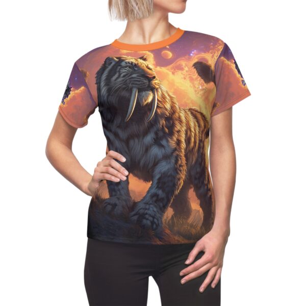 Prehistoric Smilodon aka Sabre-Tooth Tiger Women's Tee (AOP) - Image 8