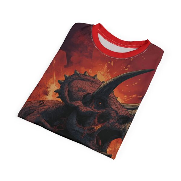 Zombie Triceratops In Volcanic Wasteland Tee Unisex (AOP) - Image 40