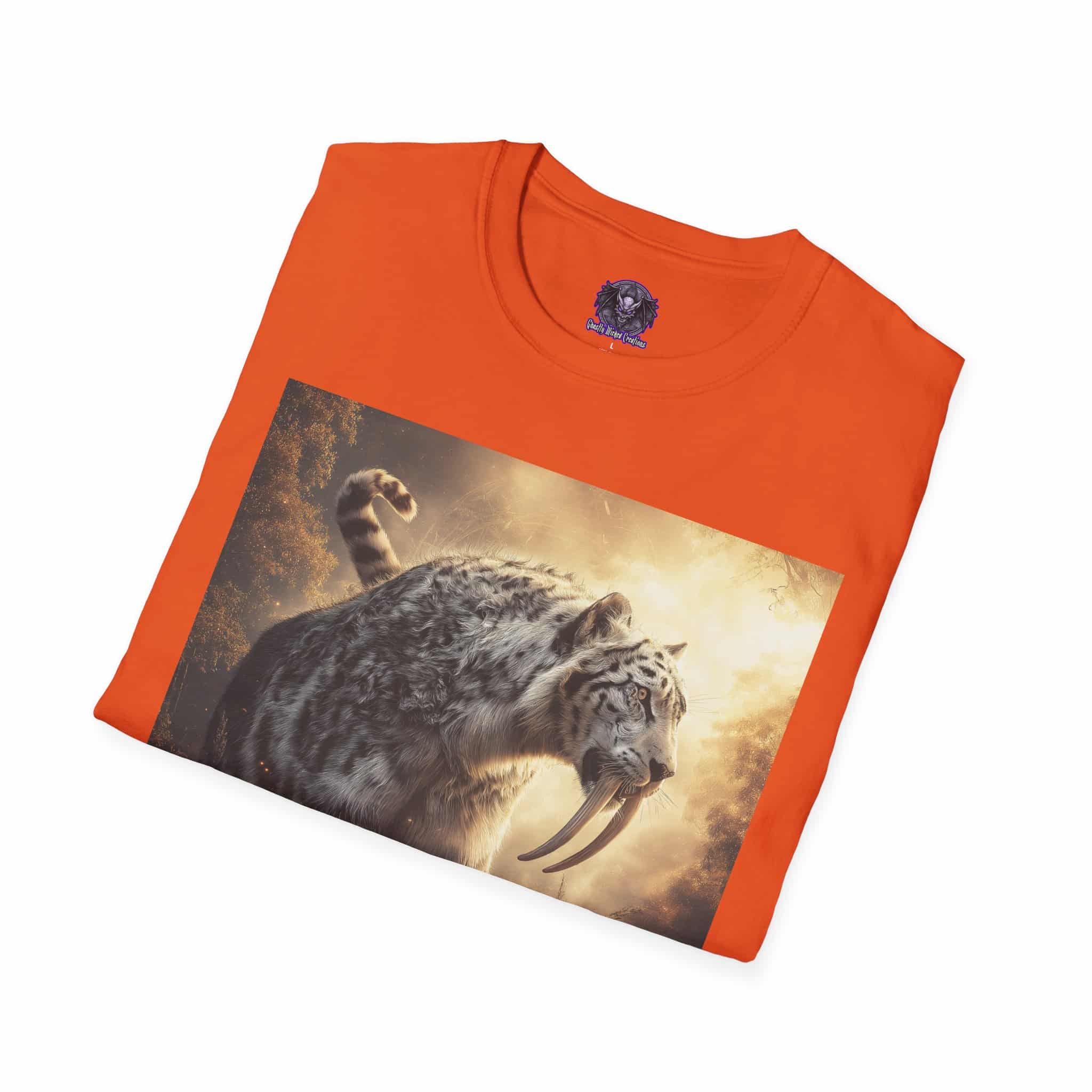 Prehistoric Smilodon aka Sabre-Tooth Tiger VIII Unisex T-Shirt, Graphic Tee, Unique Gift, Casual Wear - Image 16