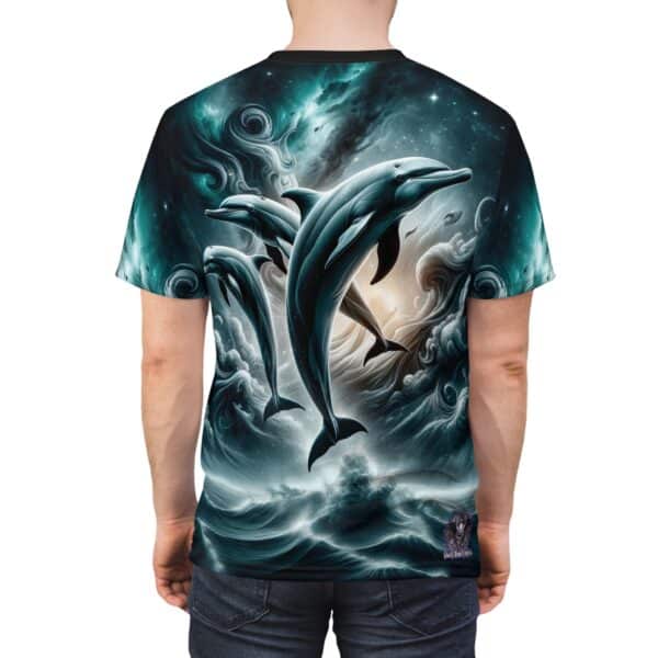 Dolphins Jumping WD-D007 By Wyldesigns Unisex Cut & Sew Tee (AOP) - Image 8