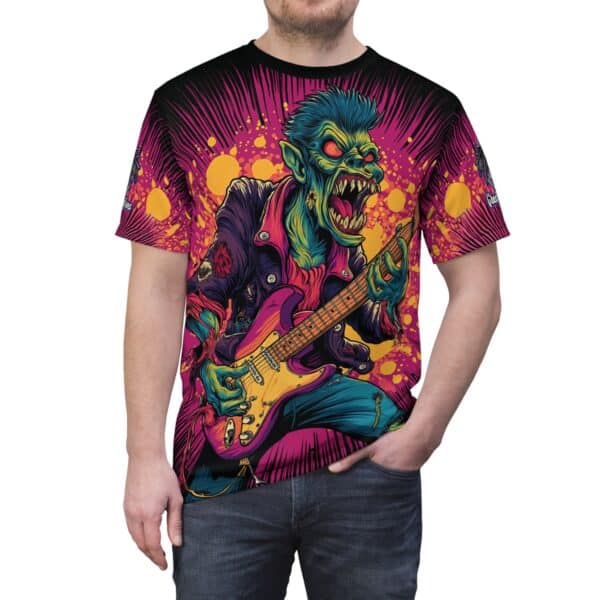 Unisex Tee Zombie Guitarist Monster Pop Art Style 60's (AOP) - Image 9