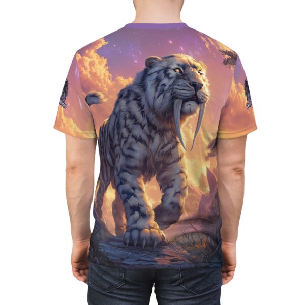 Prehistoric Smilodon aka Sabre-Tooth Tiger VI Unisex Tee (AOP) - Image 12