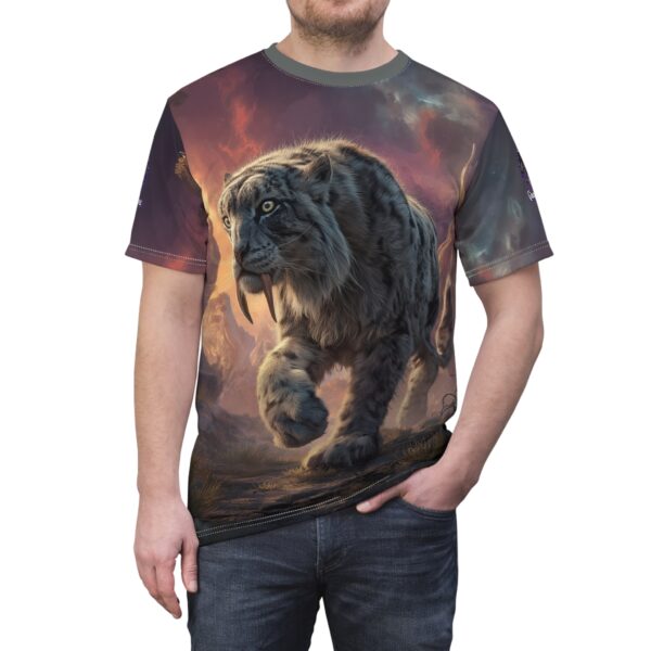 Prehistoric Smilodon aka Sabre-Tooth Tiger II Unisex Tee (AOP) - Image 26