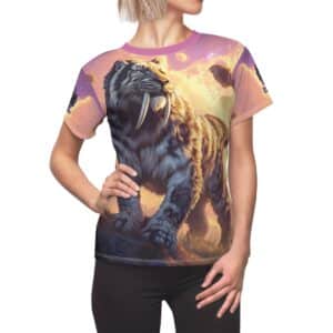 Prehistoric Smilodon aka Sabre-Tooth Tiger I Women's Tee (AOP)