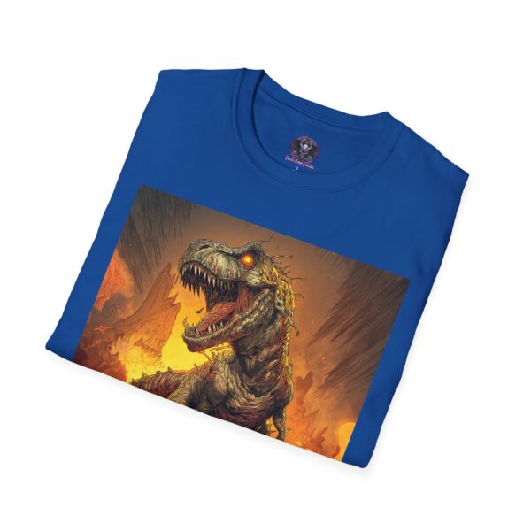 Zombie T-Rex Tyrannosaurus In Volcanic Wasteland Unisex T-Shirt - Image 60