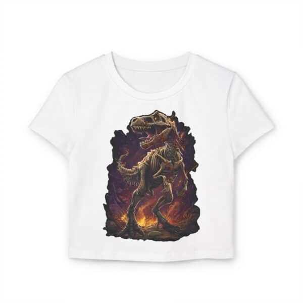 Skeletal T-Rex Women's Baby Tee | Cute Graphic Shirt, Trendy Crop Top, Tyrannosaurus - Image 13