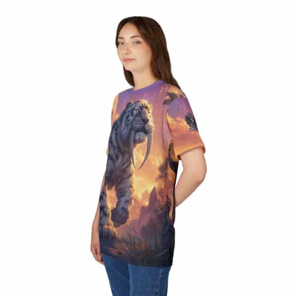 Prehistoric Smilodon aka Sabre-Tooth Tiger VI Unisex Tee (AOP) - Image 18