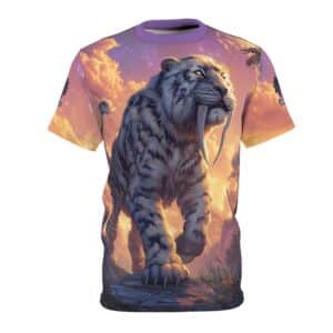 Prehistoric Smilodon aka Sabre-Tooth Tiger VI Unisex Tee (AOP)