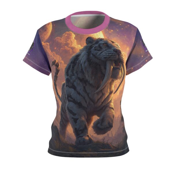 Prehistoric Smilodon aka Sabre-Tooth Tiger III Women's Tee (AOP) - Image 2