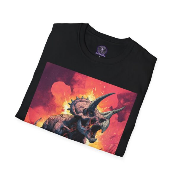 Zombie Triceratops In Volcanic Wasteland Unisex T-Shirt - Image 4