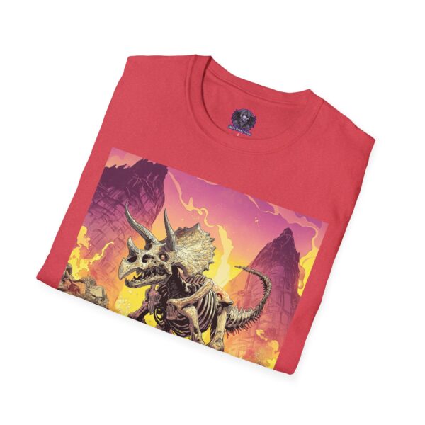 Skeletal Zombie Triceratops In Volcanic Wasteland Unisex T-Shirt - Image 52