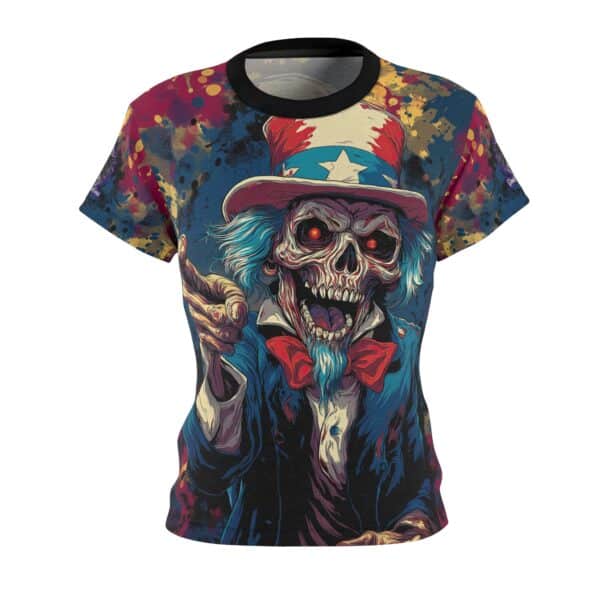Pop Art Tee Uncle Sam Patriotic 4th Of July Skeletal Uncle Sam Pop 60's Art Style Tee Women's (AOP) - Image 5