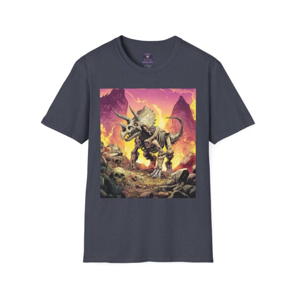 Skeletal Zombie Triceratops In Volcanic Wasteland Unisex T-Shirt - Image 33