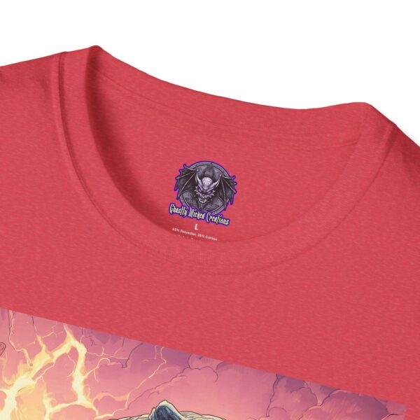 Zombie Smilodon Sabretooth Cat In Volcanic Wasteland Unisex T-Shirt - Image 51