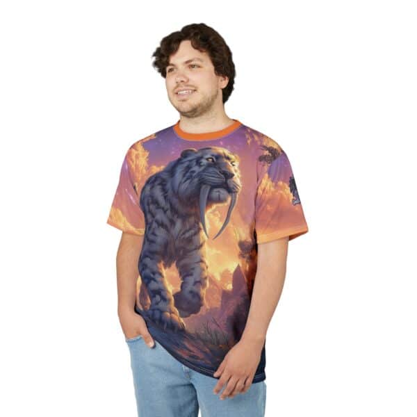 Prehistoric Smilodon aka Sabre-Tooth Tiger VI Unisex Tee (AOP) - Image 30