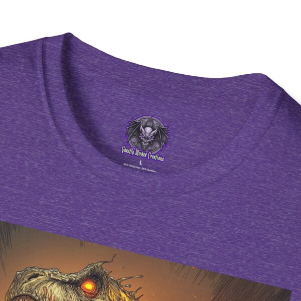 Zombie T-Rex Tyrannosaurus In Volcanic Wasteland Unisex T-Shirt - Image 39