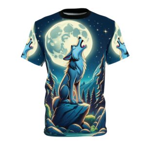 Howling Wolf Toon Style WD-D012 By Wyldesigns Unisex Cut & Sew Tee (AOP)