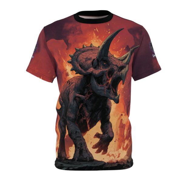 Zombie Triceratops In Volcanic Wasteland Tee Unisex (AOP)