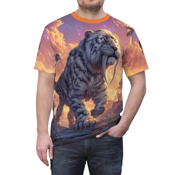 Prehistoric Smilodon aka Sabre-Tooth Tiger VI Unisex Tee (AOP) - Image 26