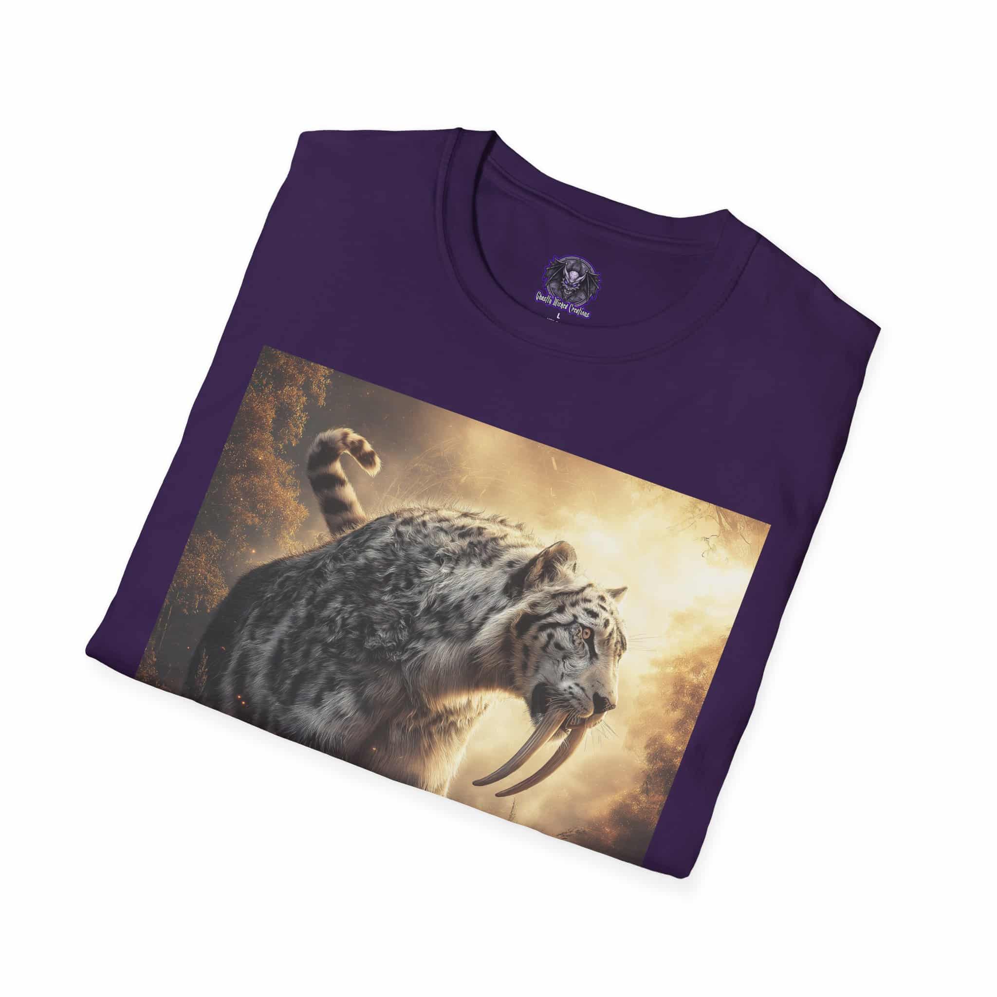 Prehistoric Smilodon aka Sabre-Tooth Tiger VIII Unisex T-Shirt, Graphic Tee, Unique Gift, Casual Wear - Image 44