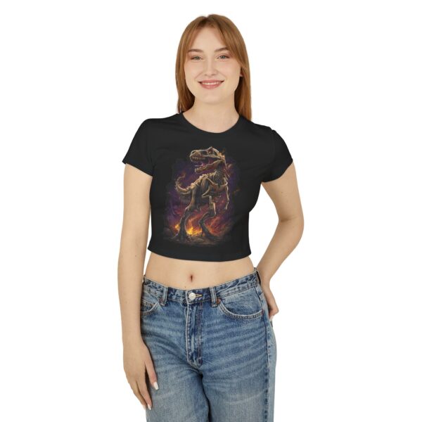 Skeletal T-Rex Women's Baby Tee | Cute Graphic Shirt, Trendy Crop Top, Tyrannosaurus - Image 10