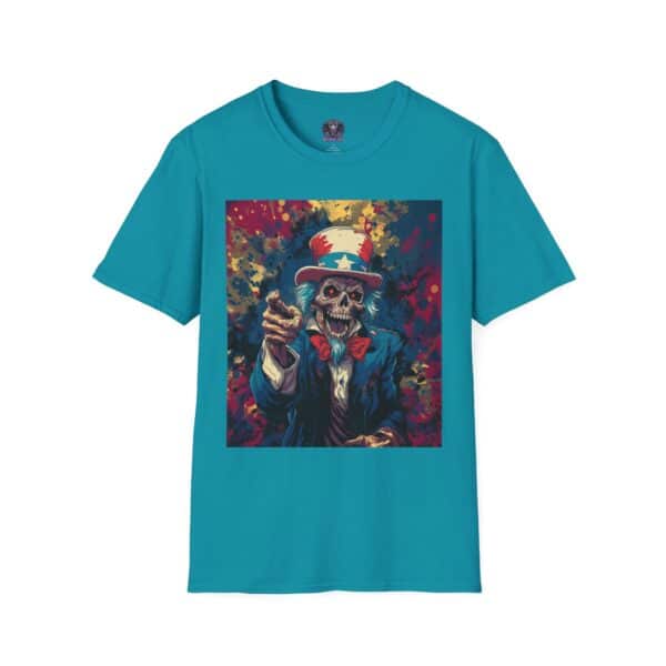 Pop Art Tee Uncle Sam Patriotic 4th Of July Skeletal Uncle Sam Pop Art 60's Style Unisex T-Shirt - Image 45