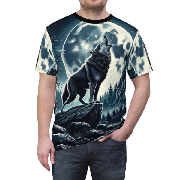 Wolf Howling WD-D001 By Wyldesigns Unisex Cut & Sew Tee (AOP) - Image 5