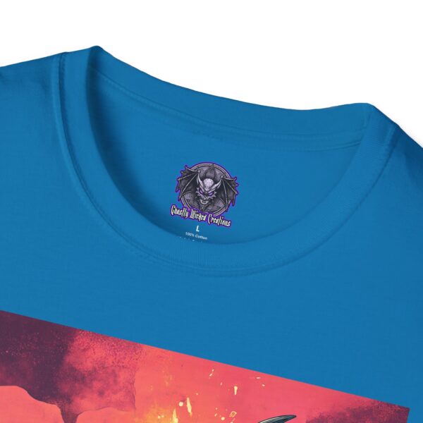 Zombie Triceratops In Volcanic Wasteland Unisex T-Shirt - Image 31