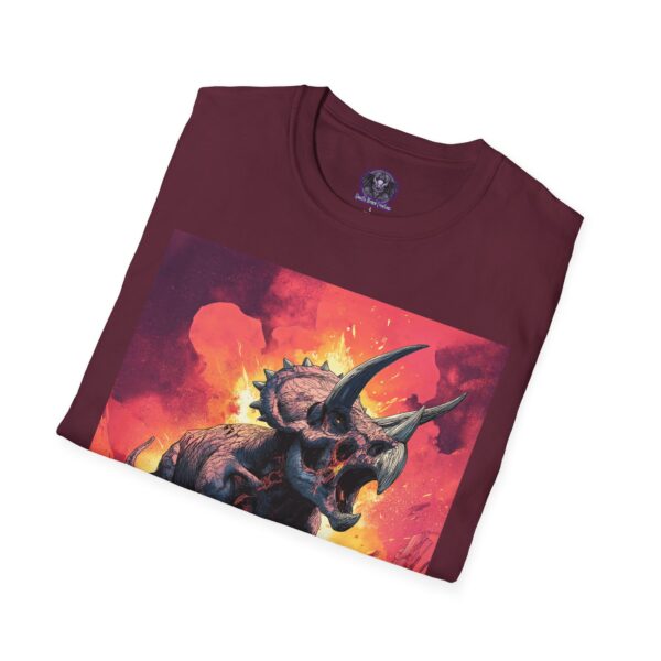 Zombie Triceratops In Volcanic Wasteland Unisex T-Shirt - Image 56