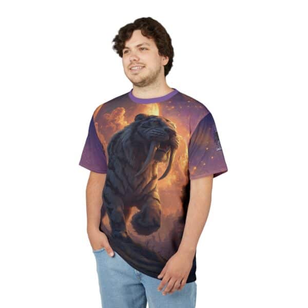 Prehistoric Smilodon aka Sabre-Tooth Tiger III Unisex Tee (AOP) - Image 10