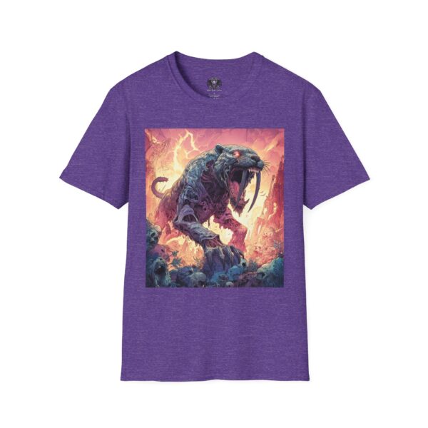 Zombie Smilodon Sabretooth Cat In Volcanic Wasteland Unisex T-Shirt - Image 37