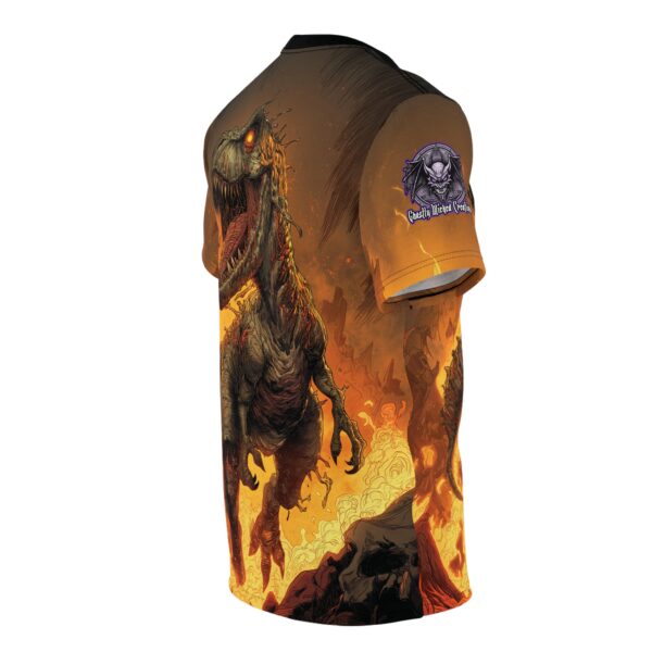 Zombie T-Rex Tyrannosaurus In Volcanic Wasteland Tee Unisex (AOP) - Image 15