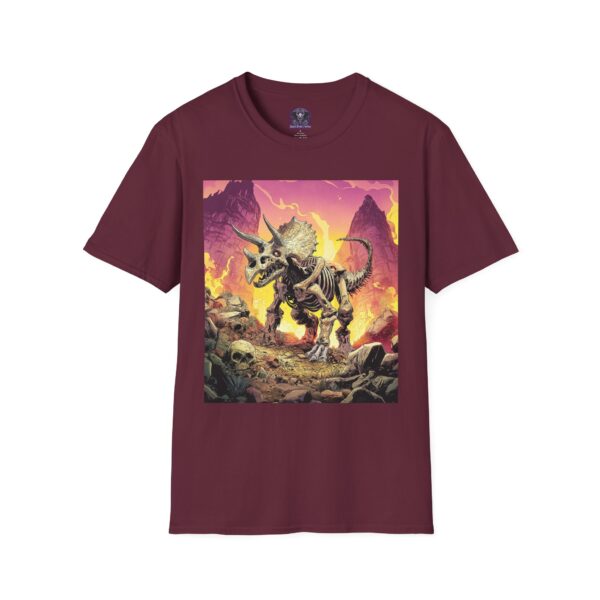 Skeletal Zombie Triceratops In Volcanic Wasteland Unisex T-Shirt - Image 53