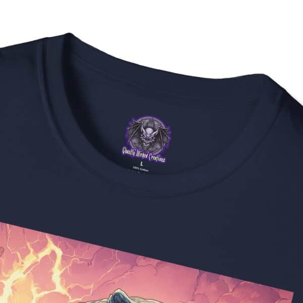 Zombie Smilodon Sabretooth Cat In Volcanic Wasteland Unisex T-Shirt - Image 63