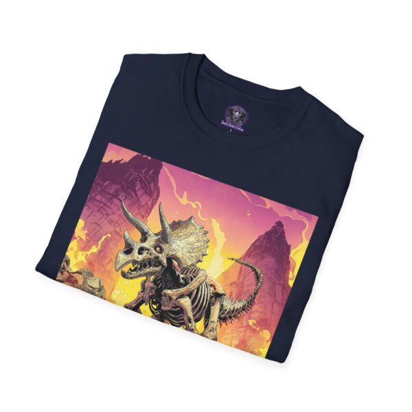 Skeletal Zombie Triceratops In Volcanic Wasteland Unisex T-Shirt - Image 64