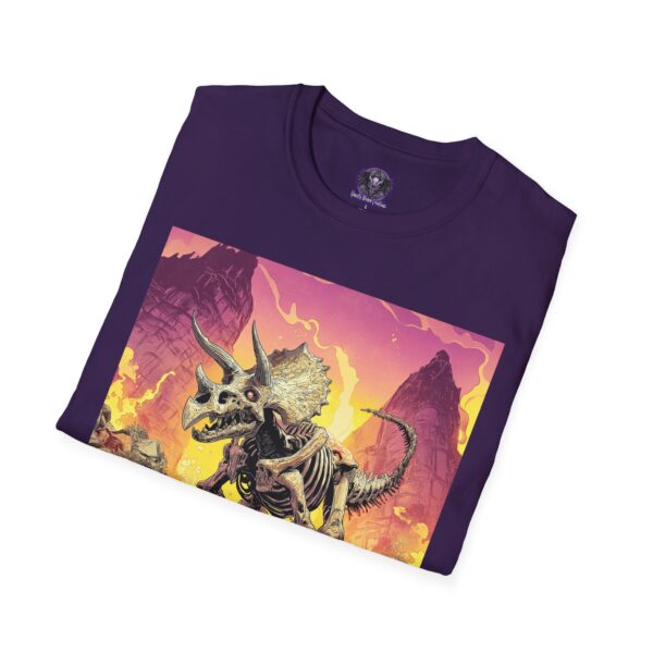 Skeletal Zombie Triceratops In Volcanic Wasteland Unisex T-Shirt - Image 44