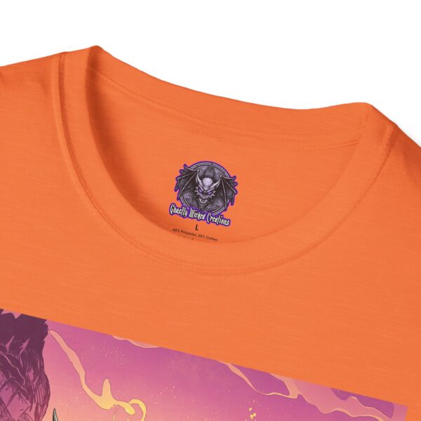 Skeletal Zombie Triceratops In Volcanic Wasteland Unisex T-Shirt - Image 11
