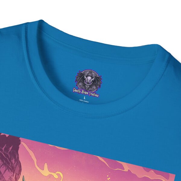 Skeletal Zombie Triceratops In Volcanic Wasteland Unisex T-Shirt - Image 31