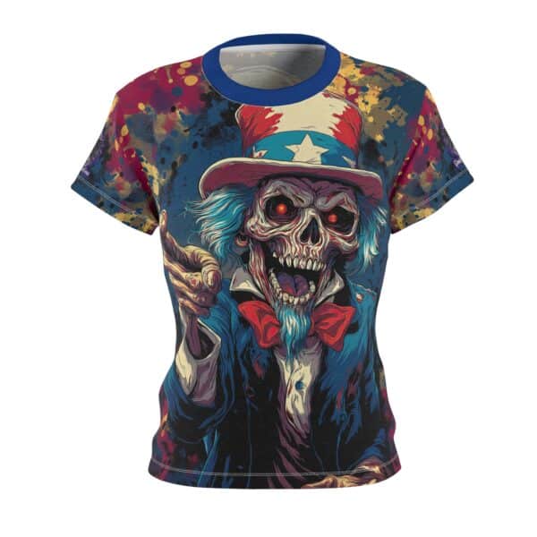 Pop Art Tee Uncle Sam Patriotic 4th Of July Skeletal Uncle Sam Pop 60's Art Style Tee Women's (AOP) - Image 2